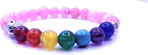 Rose Quartz 7 Chakra Bracelet